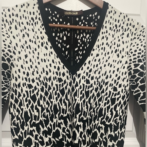 Roberto Cavalli dress SIZE S.Tent Dress
Black.Three-Quarter Sleeve with V-Neck. - Picture 6 of 16